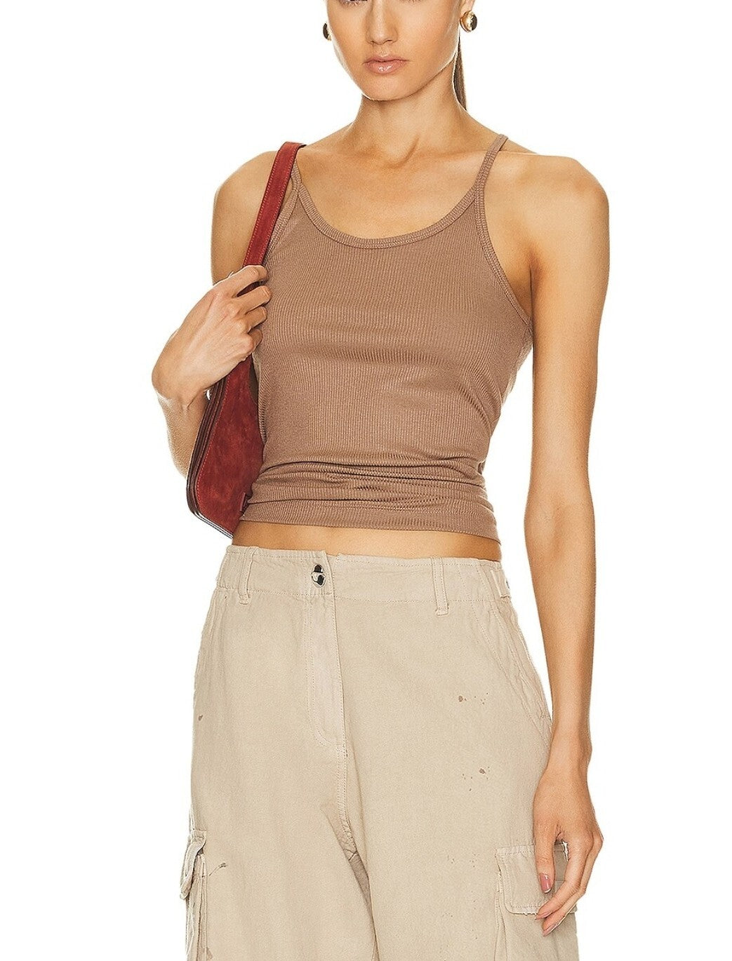 Agolde Womens Cali Tank Top White Small Ribbed Minimalist A7206-1416* See Descri0