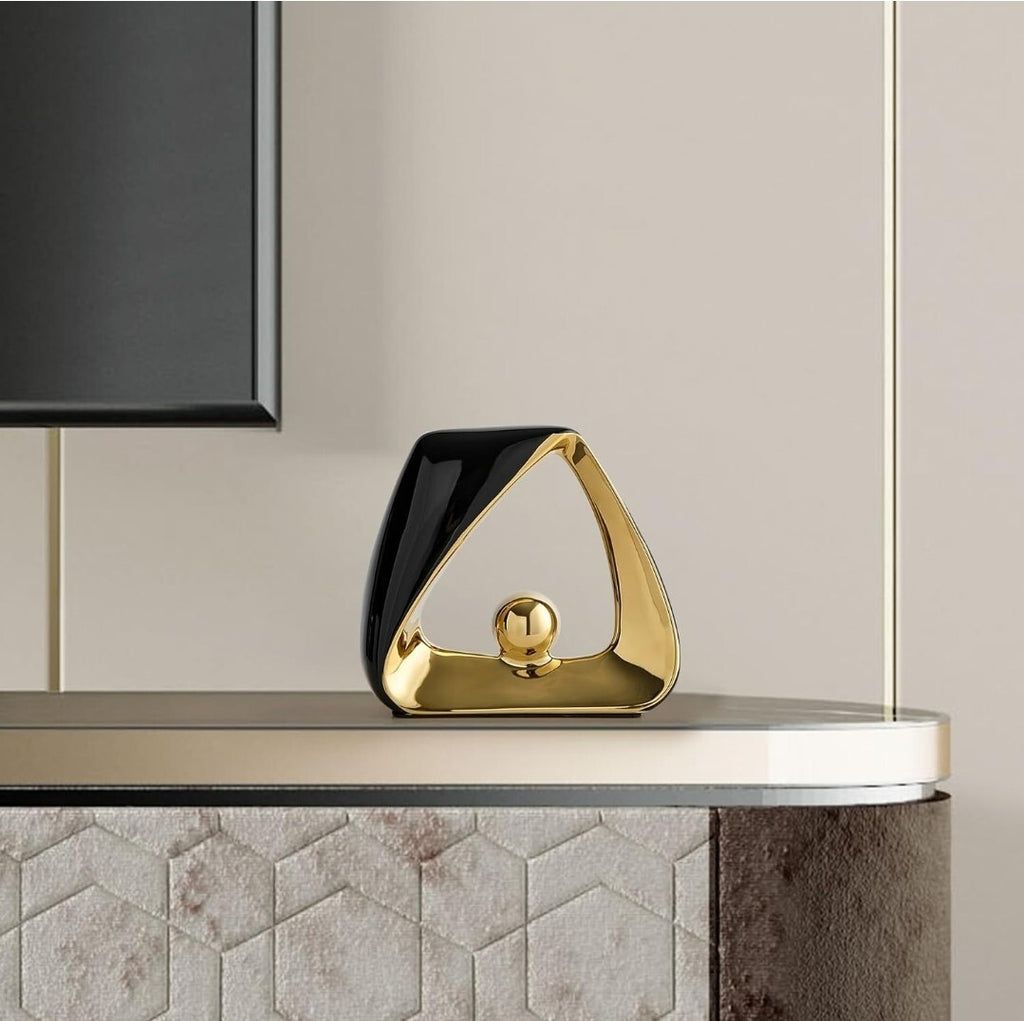 Abstract Gold & Black Decorative Sculpture Art Deco 80's Vibe Modern Piece 2