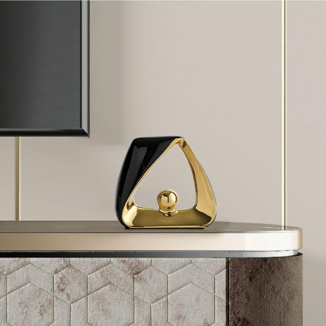 Abstract Gold & Black Decorative Sculpture Art Deco 80's Vibe Modern Piece 2