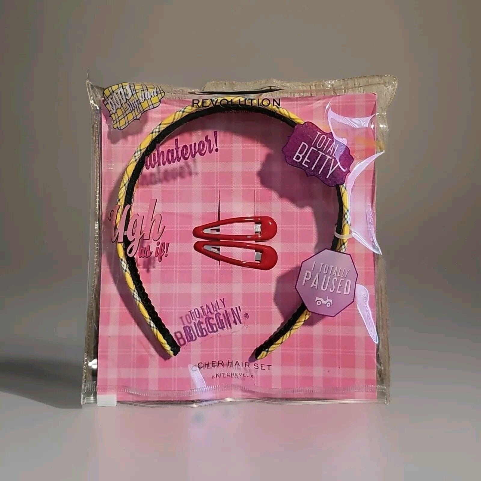 New 3 Piece Clueless Headband & Clips Cher Hair Set Revolution Makeup 90s Kit 0