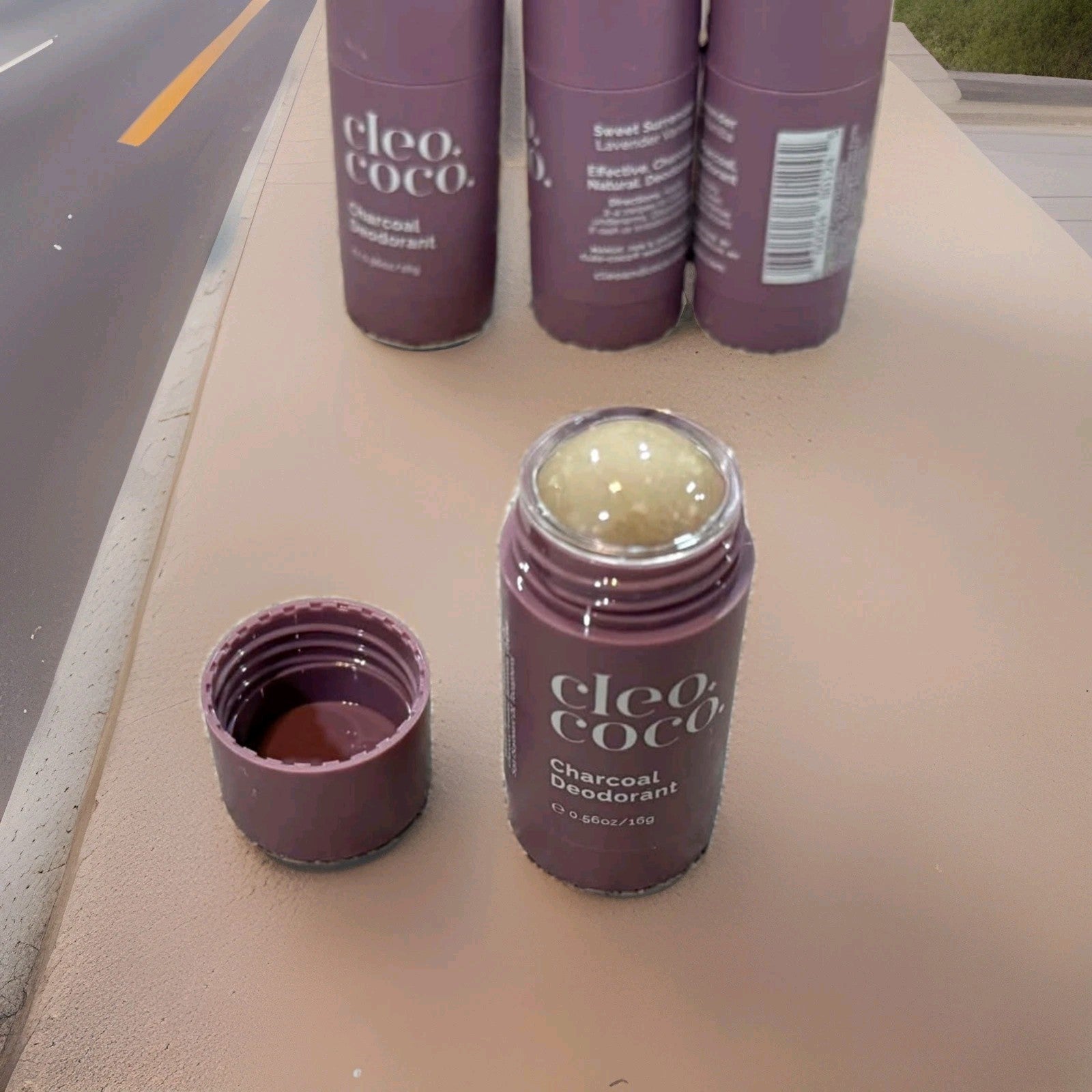 Cleo+Coco Charcoal Deodorant Travel Size Lot of 4 Aluminum Free Vegan Natural TS3