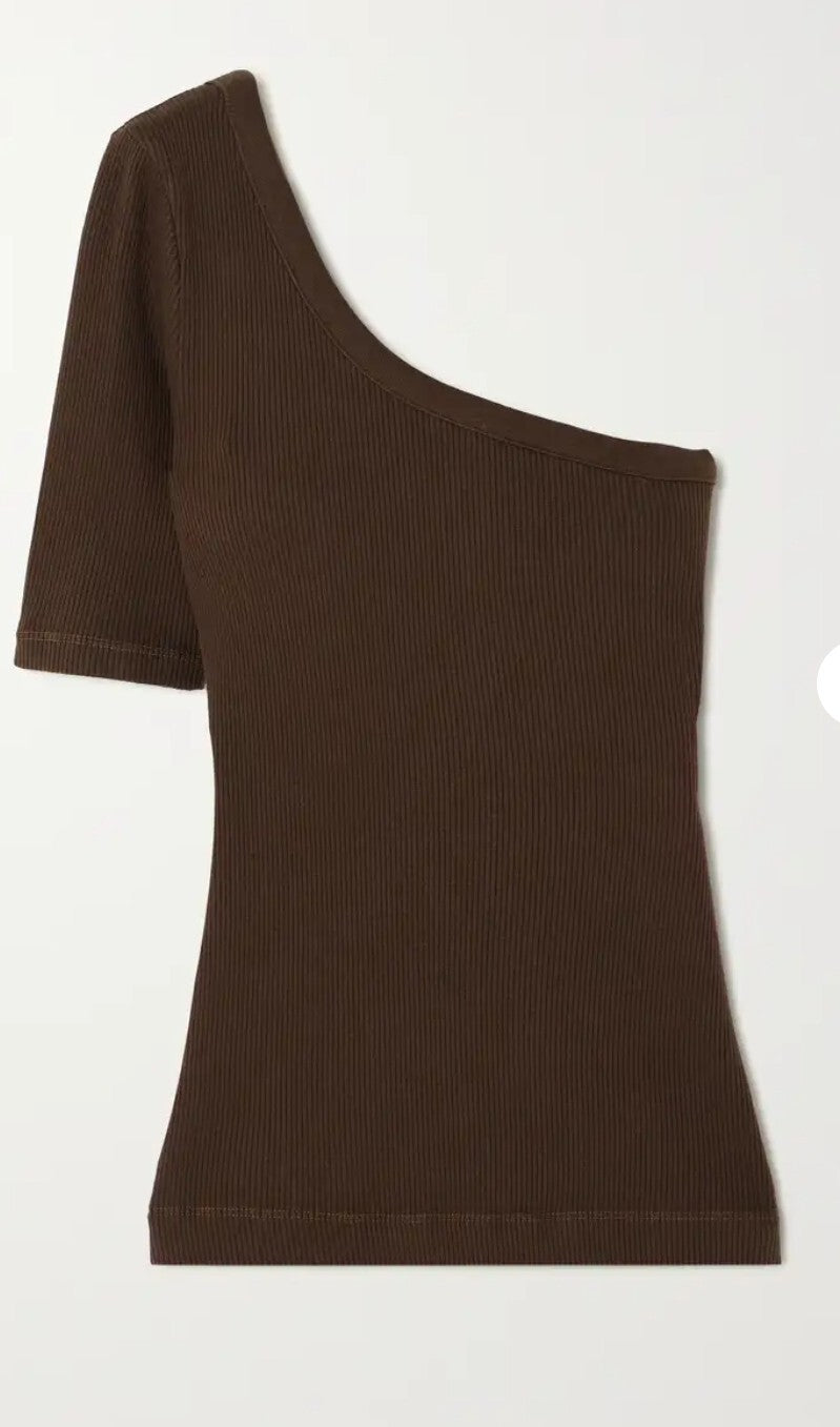 Citizens Of Humanity Savannah One Shoulder SM Ribbed In Bronze Size Small 3