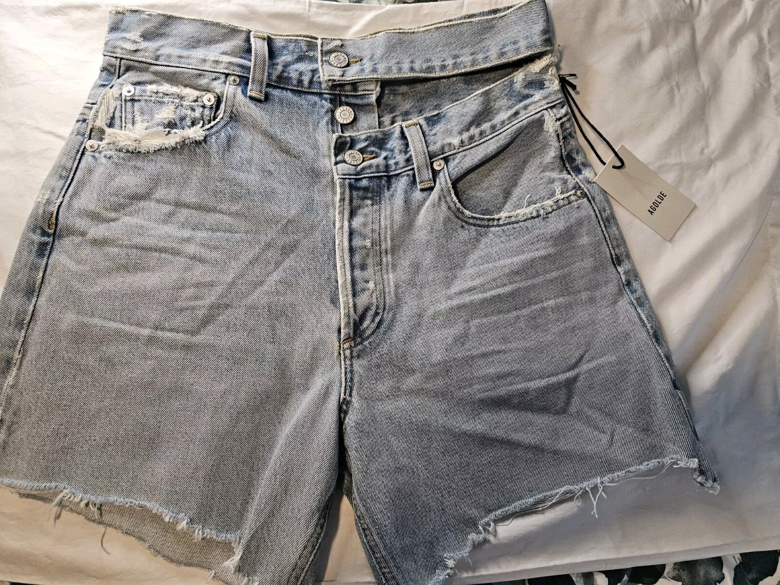 Agolde Jeans Broken Waistband Cutoff Shorts Raw High Waist Cut Offs Revolve 270