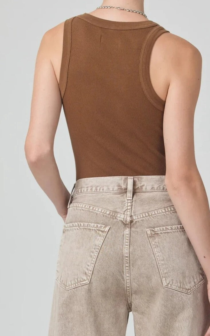 Citizens of Humanity SMALL Isabel Rib Tank Top In Malt Ball  9201-3004 COH NWOT1