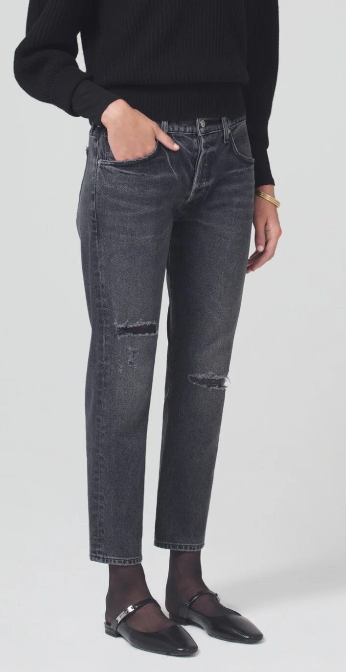 NWOT Citizens Of Humanity Emerson Mid Rise Relaxed Jeans Black Pepper Blk Sz. 273