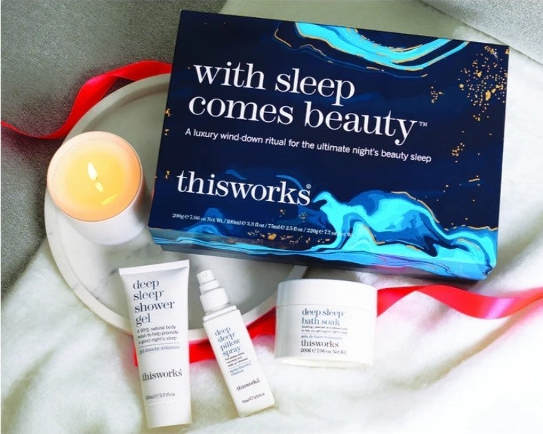 This Works 4-pc "With Sleep Comes Beauty" Gift Set Deep Pillow Spray Candle Soak3