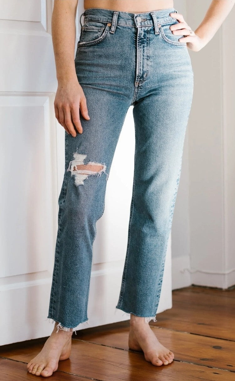 $198 Citizens of Humanity Daphne Crop High Rise Stovepipe Jeans Sz 27 In Lucky 0