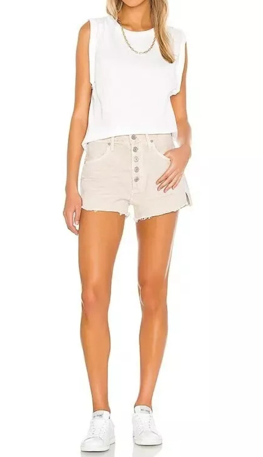 NWOT Citizens of Humanity Annabelle Exposed Fly Cutoff Shorts Sz 27 Tan Colors0