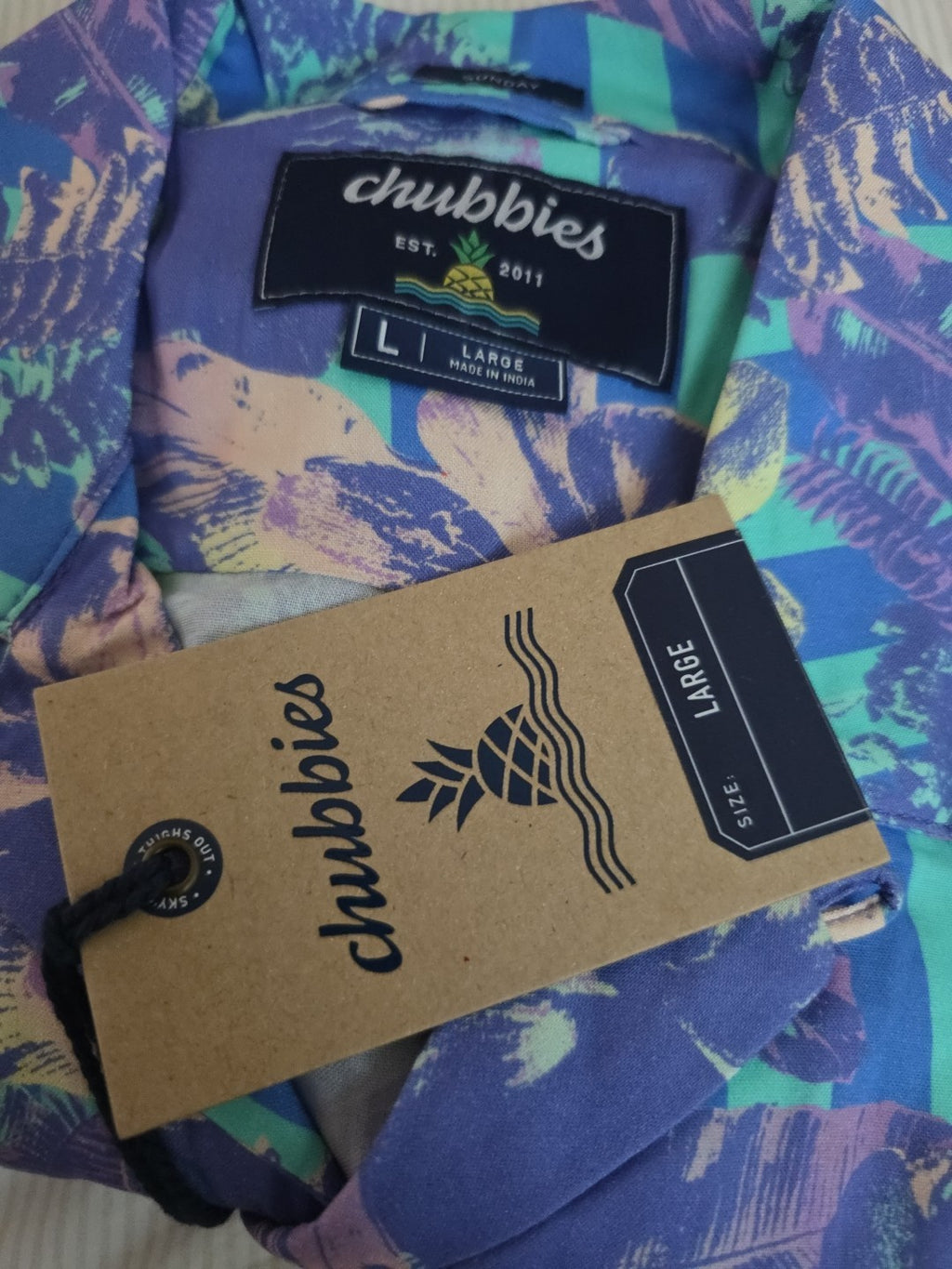 NWT Chubbies The Sunday Linner Rayon  Shirt Size Large Retro Inspired L1