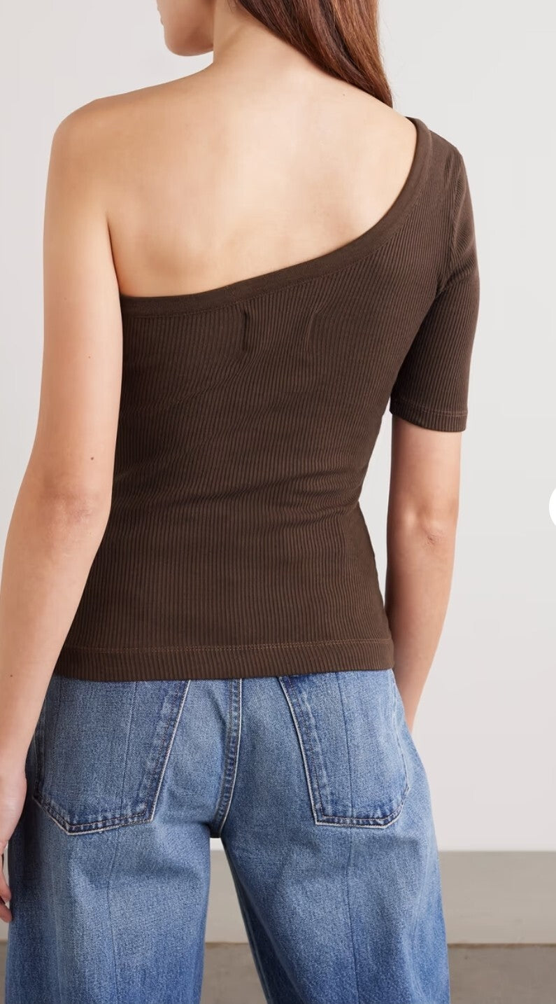 Citizens Of Humanity Savannah One Shoulder SM Ribbed In Bronze Size Small 1