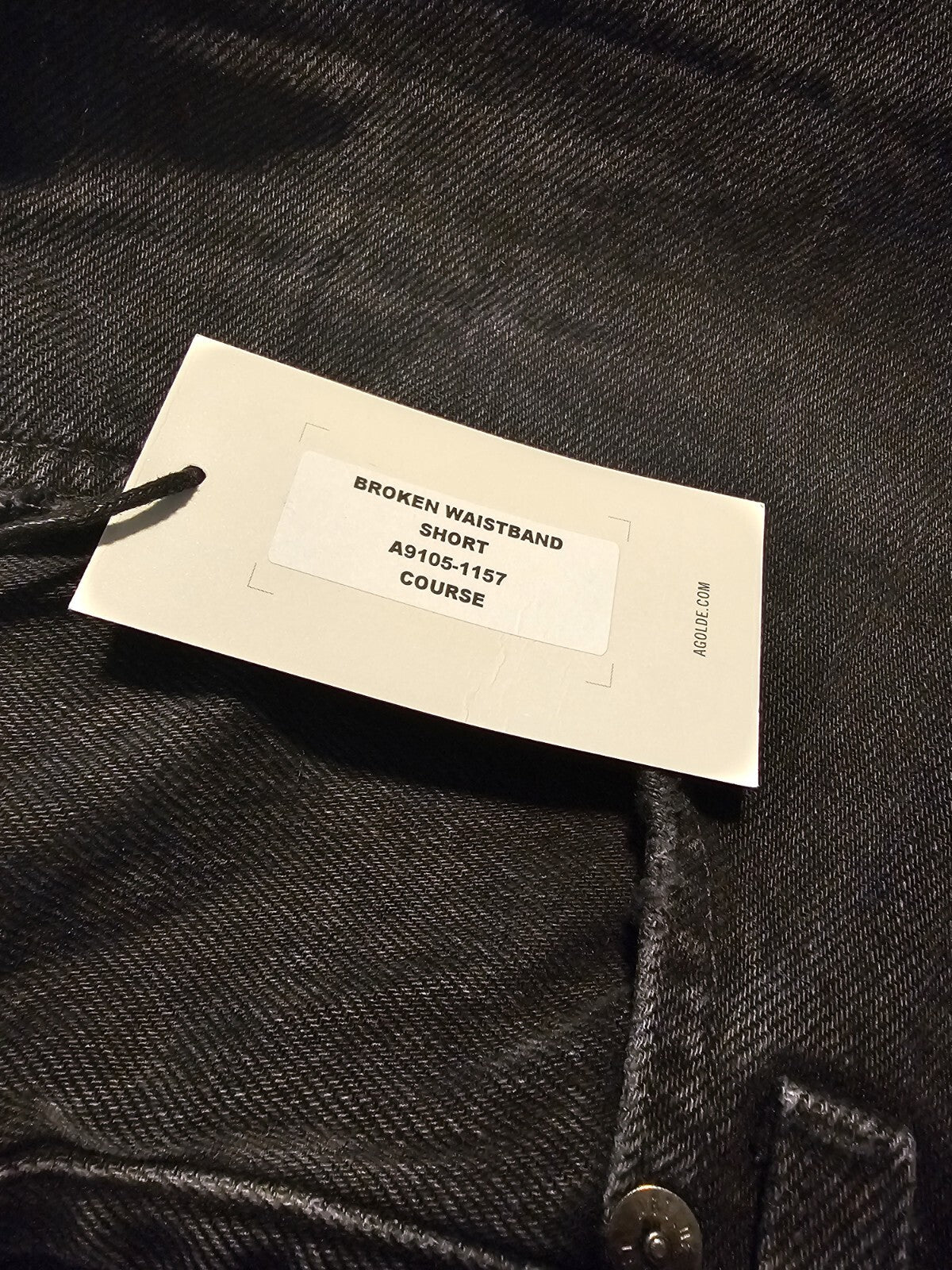 Nwt AGOLDE Broken Waistband Black denim Jeans Shorts Pockets Women’s 27 See Desc5