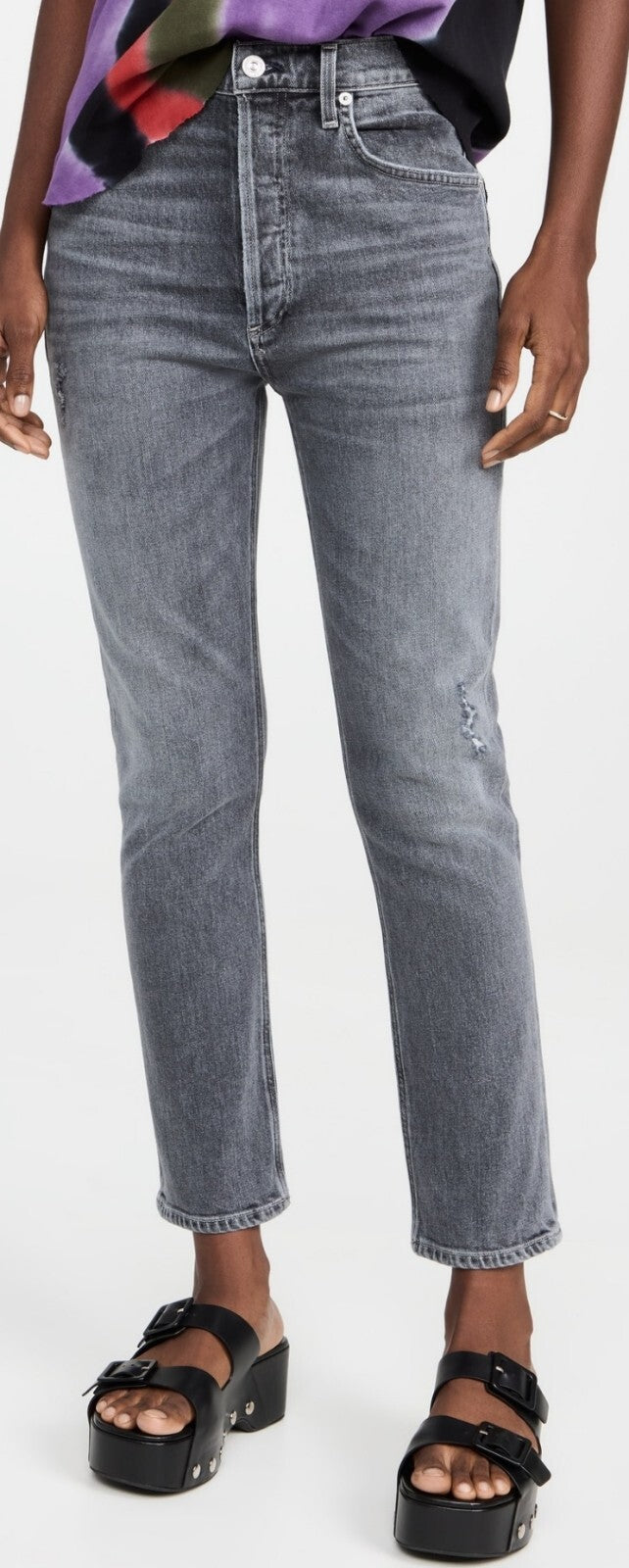 Citizens of Humanity Jolene High Rise Vintage Slim Graphite Sz 24 $218 Black0