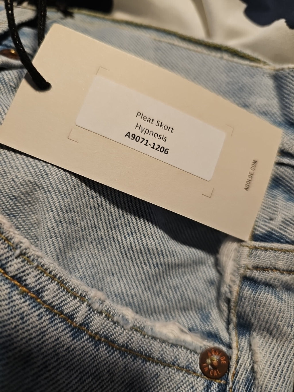NWT Agolde High Rise Pleat Skorts Jean Sz 27 Skort/Short Denim Cotton 5