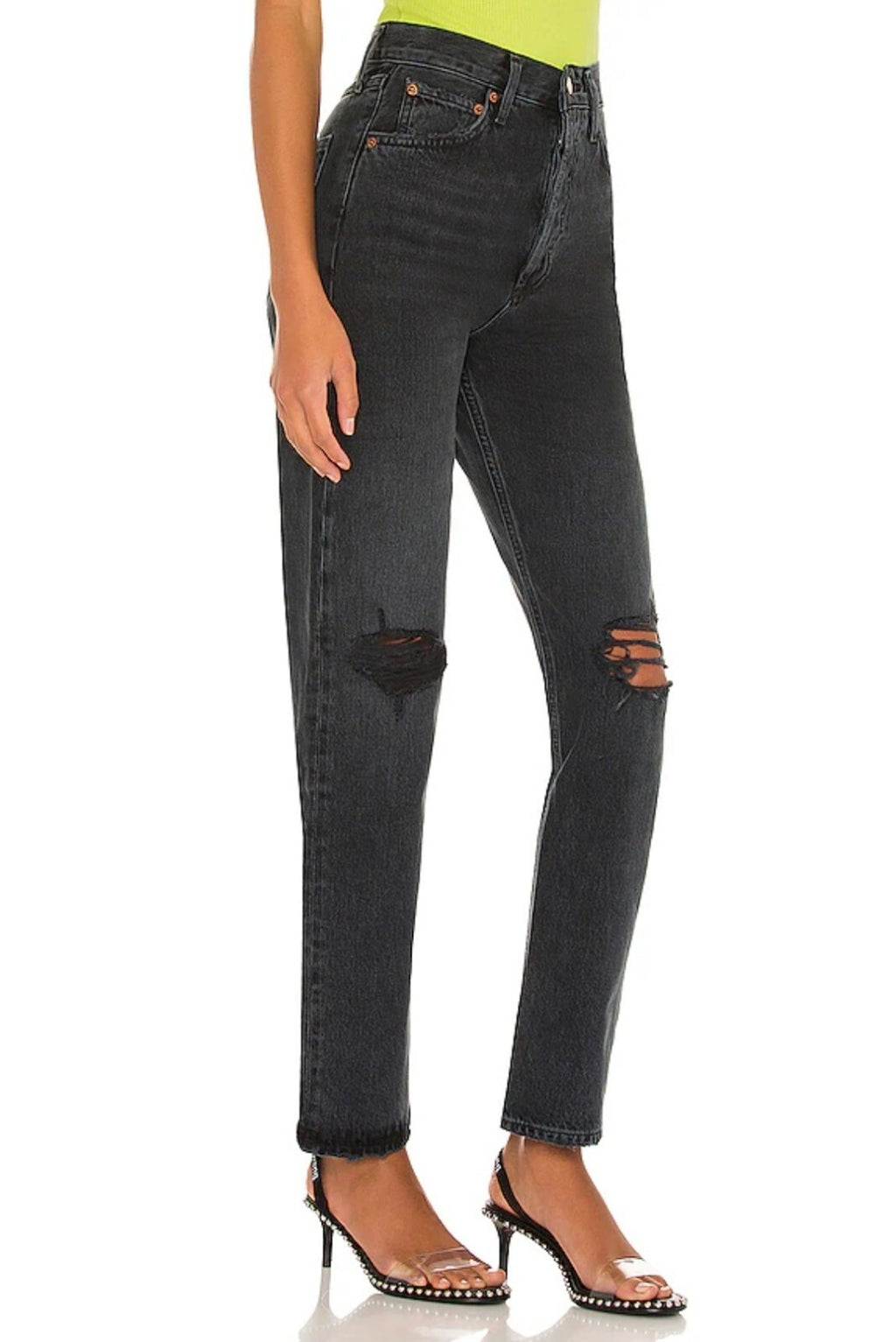 NWT Agolde 90's Pinch Waist High Rise Straight Black Jeans In Howl Sz 27 4 90s 1
