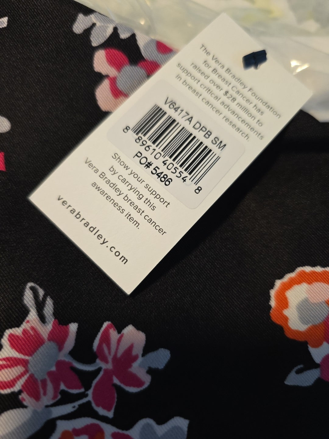 Vera Bradley Scrub Top Womens S Floral Rare Breast Cancer Awareness Pockets NWT3