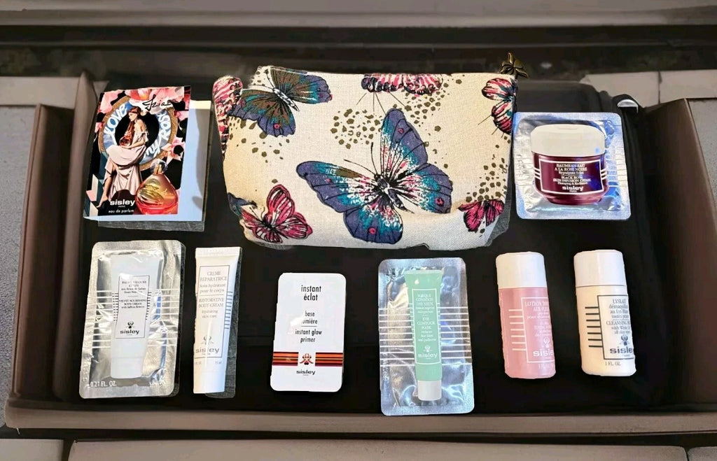 Sisley Paris 9 Piece Set Makeup Skincare Cosmetics Bag Gift Travel 0