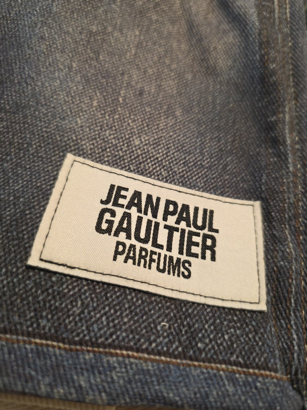 Jean Paul Gaultier Denim Print Tote Bag Large Blue Canvas Shopper NWOT1