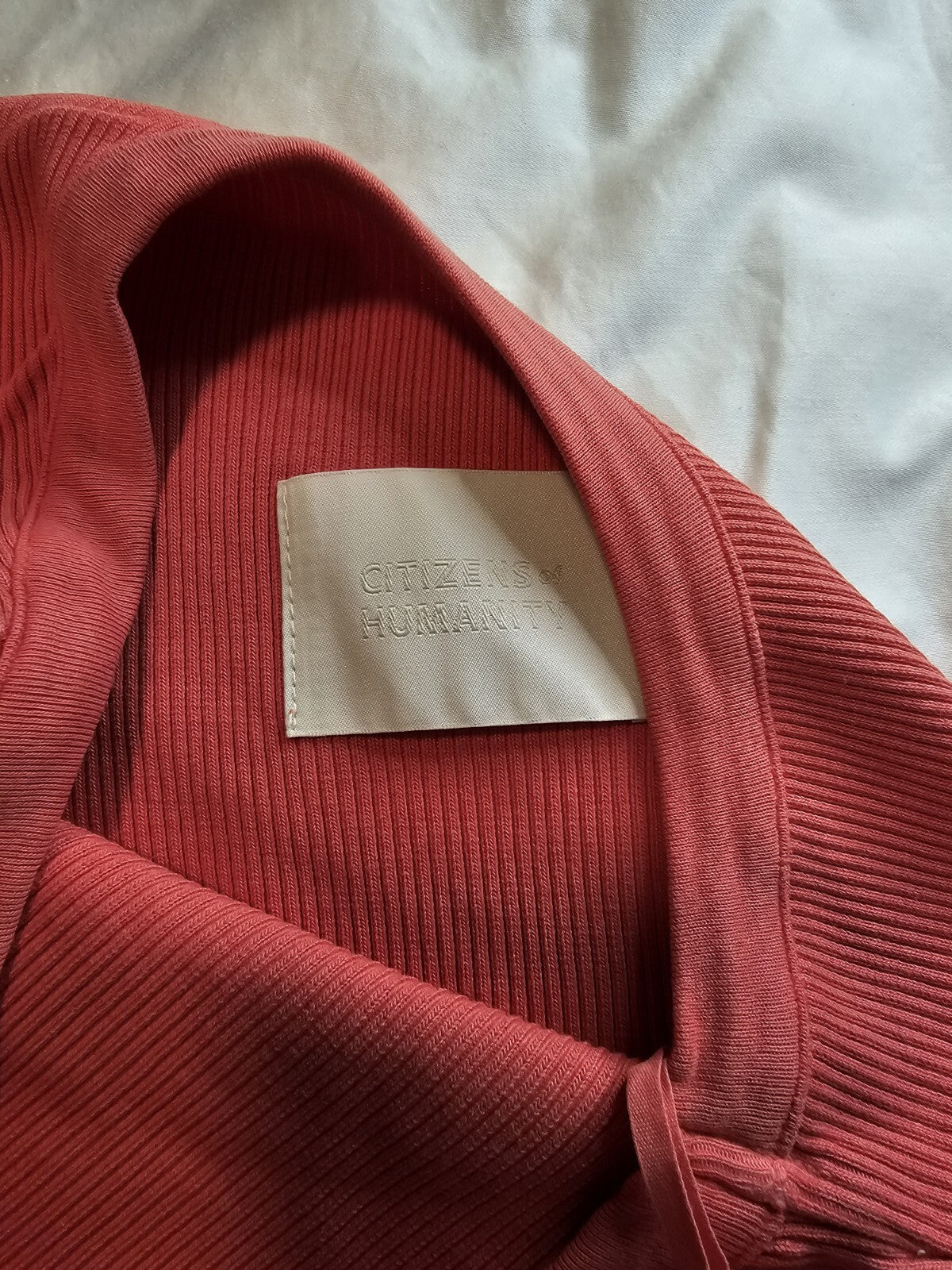 Citizens of Humanity Savannah Ribbed 1 Sleve Tshirt SM/ CORAL  Size Small NWOT1