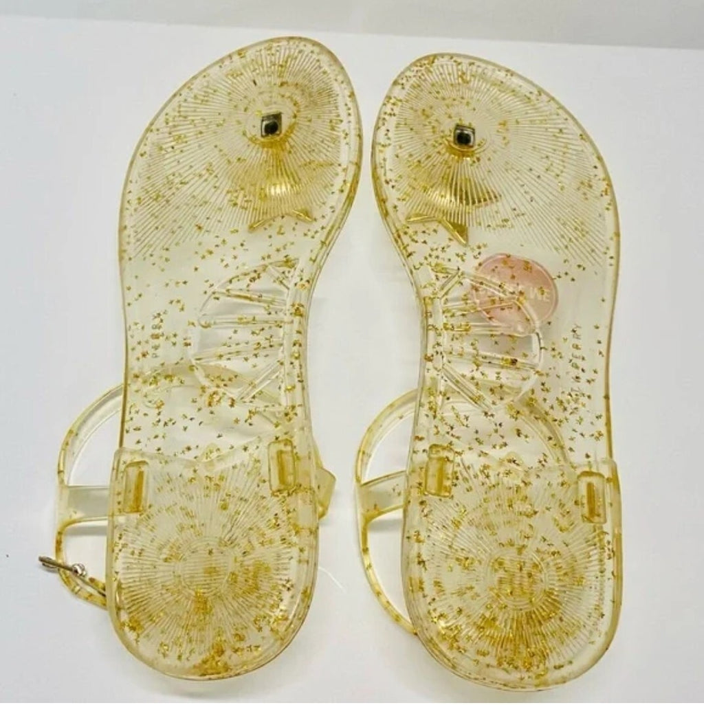 Katy Perry The Geli Gold Star Jelly Ankle Strap Sandals Thongs Women’s Size US 810