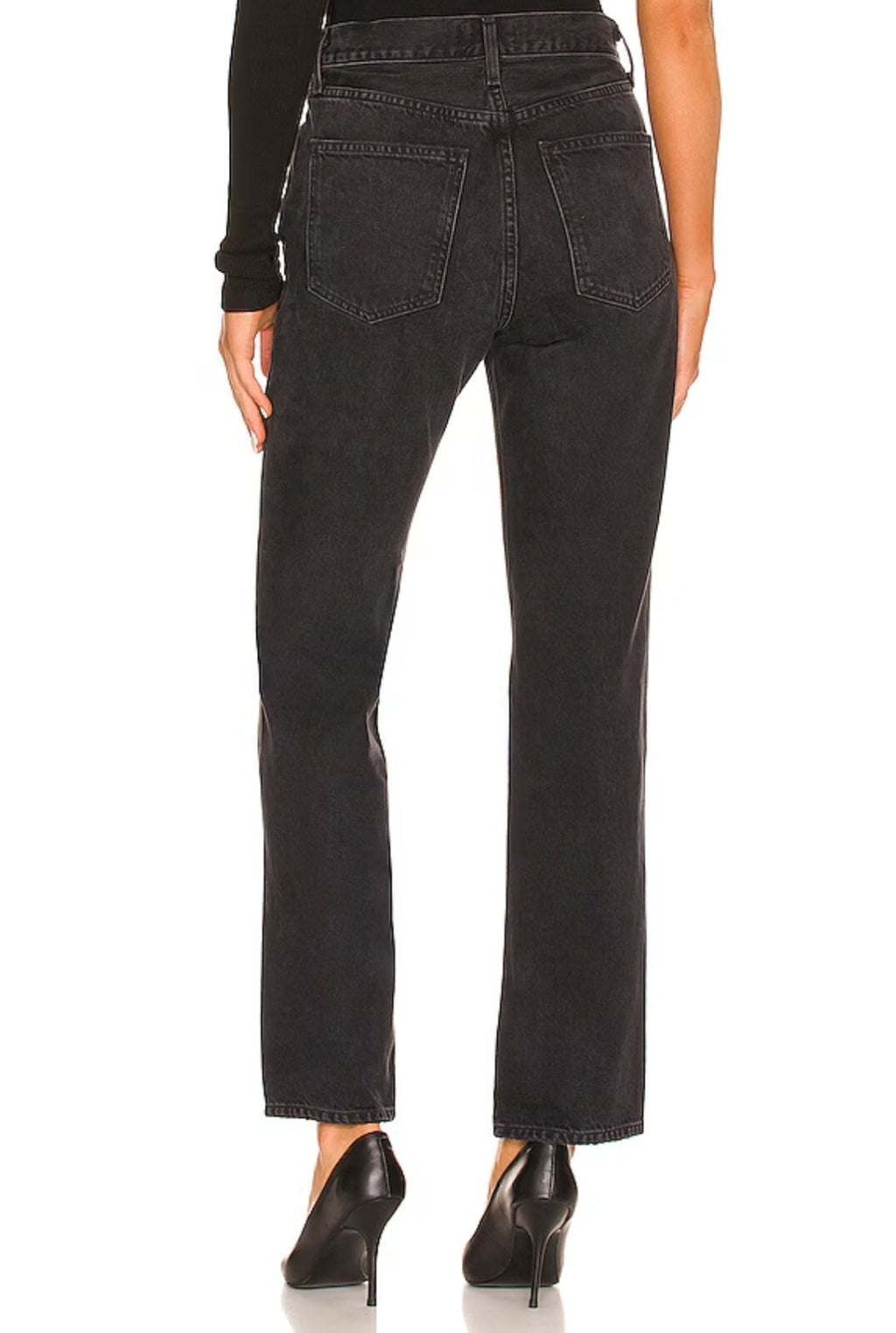 AGOLDE Womens Lana Mid Rise Vintage Straight Jeans Sz 27 ( Black) Descent 2