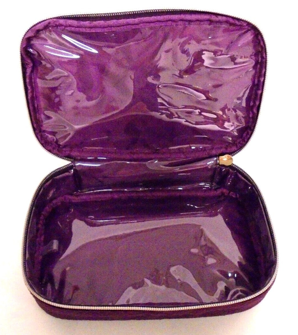 Purple Snakeskin Velvet Toiletry Makeup Travel Bag COSMETIC From Neiman Marcus1