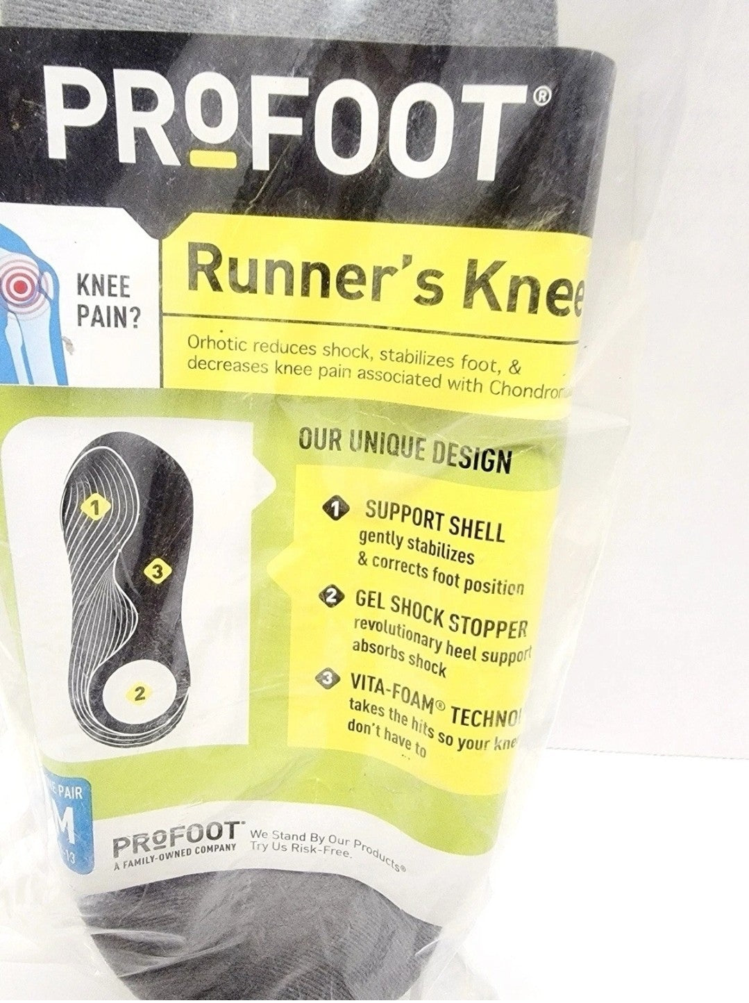 Profoot Runner’s Knee Orthotic Insole/Shoe Insole/New/Medium/Mens Size 8-131
