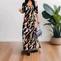 Fall Maxi Dress Womens Casual Dress Swing  Chic Versatile Flowy Casual Sz M0