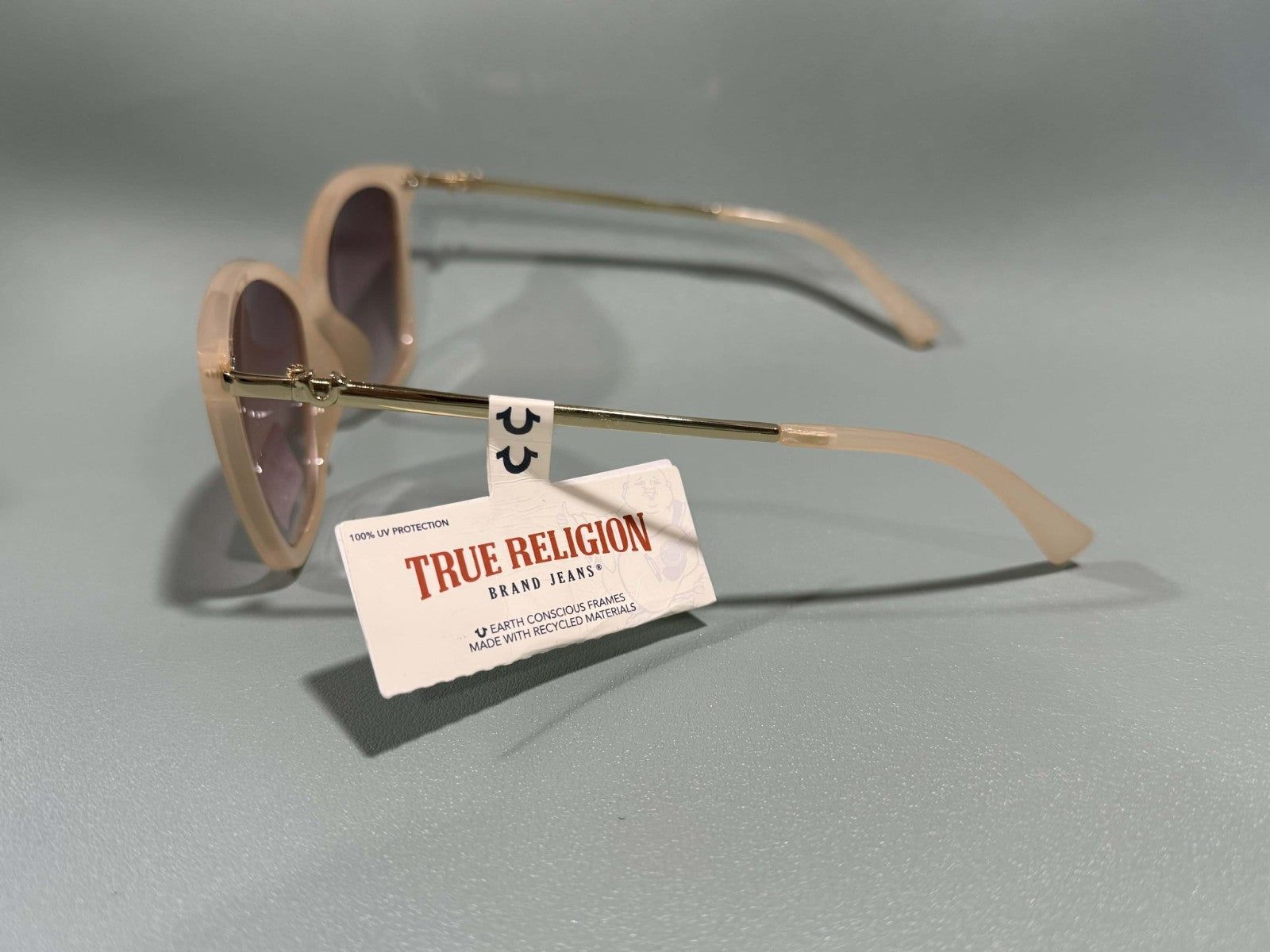 New Original TRUE RELIGION Cat Eye Sunglasses Tinted / Gold Accent TR931033