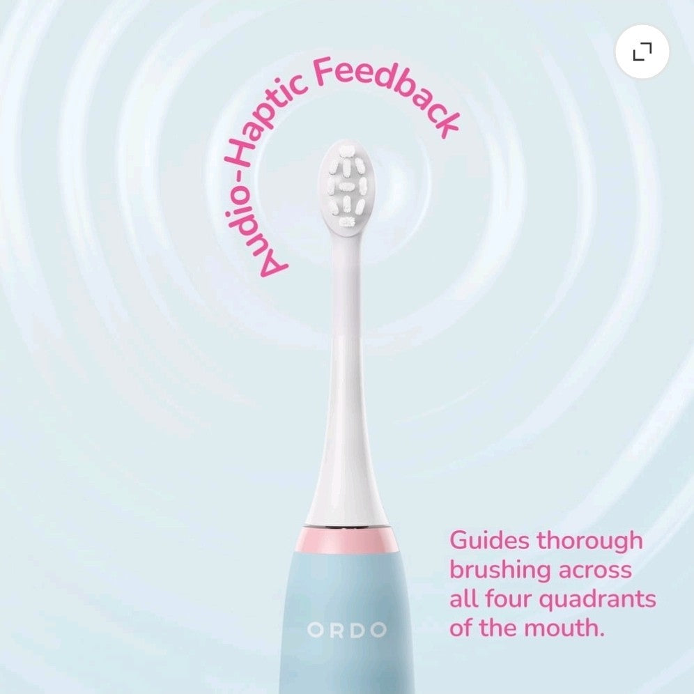 ORDO Squishmallows Kids Rechargeable Sonic Toothbrush Zozo Blue Pink +Squish Cap3