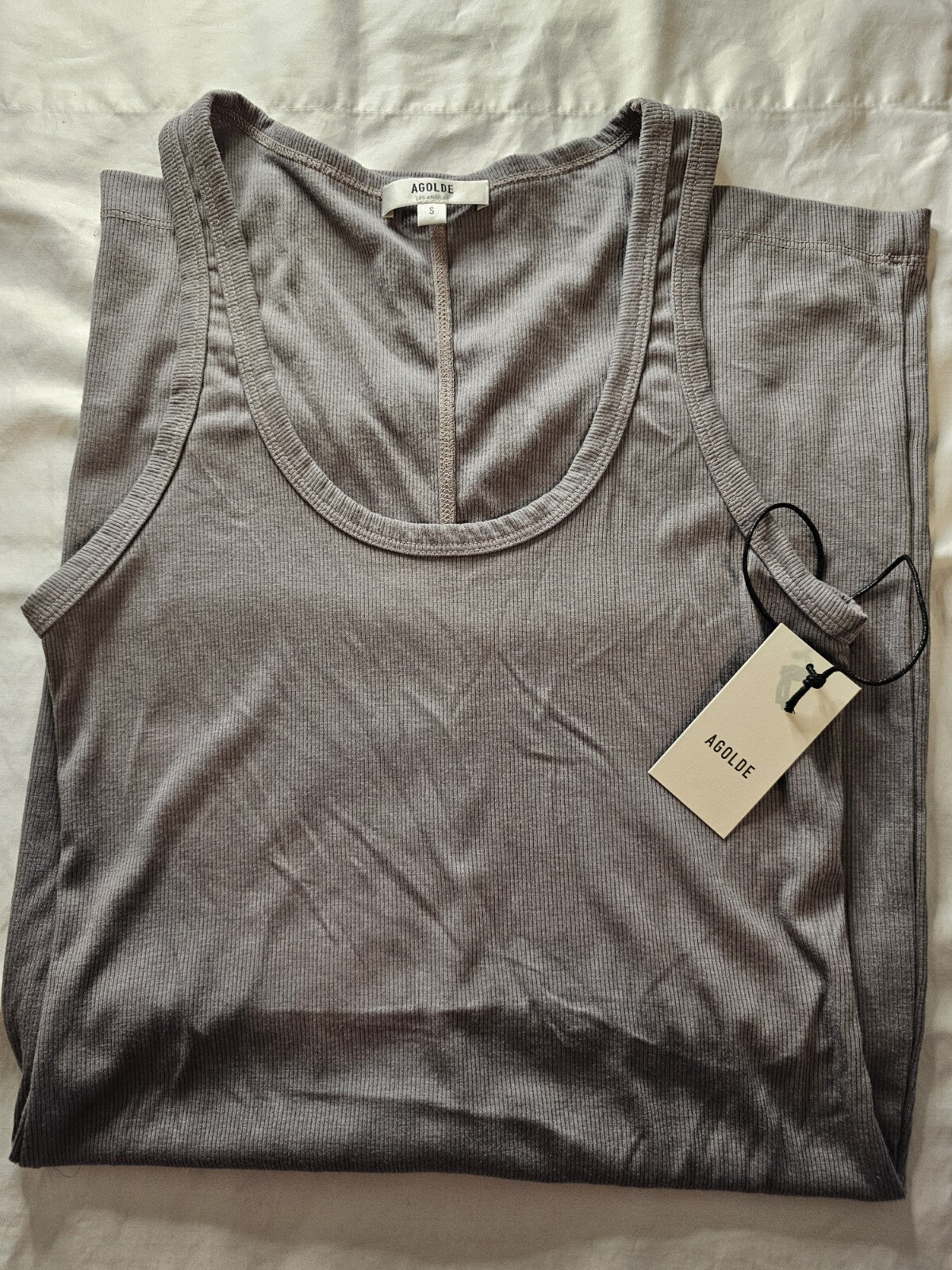 Agolde Maria Rib Tank DRESS size SM - SMALL ~ Retail $148 - COBBLESTONE 0