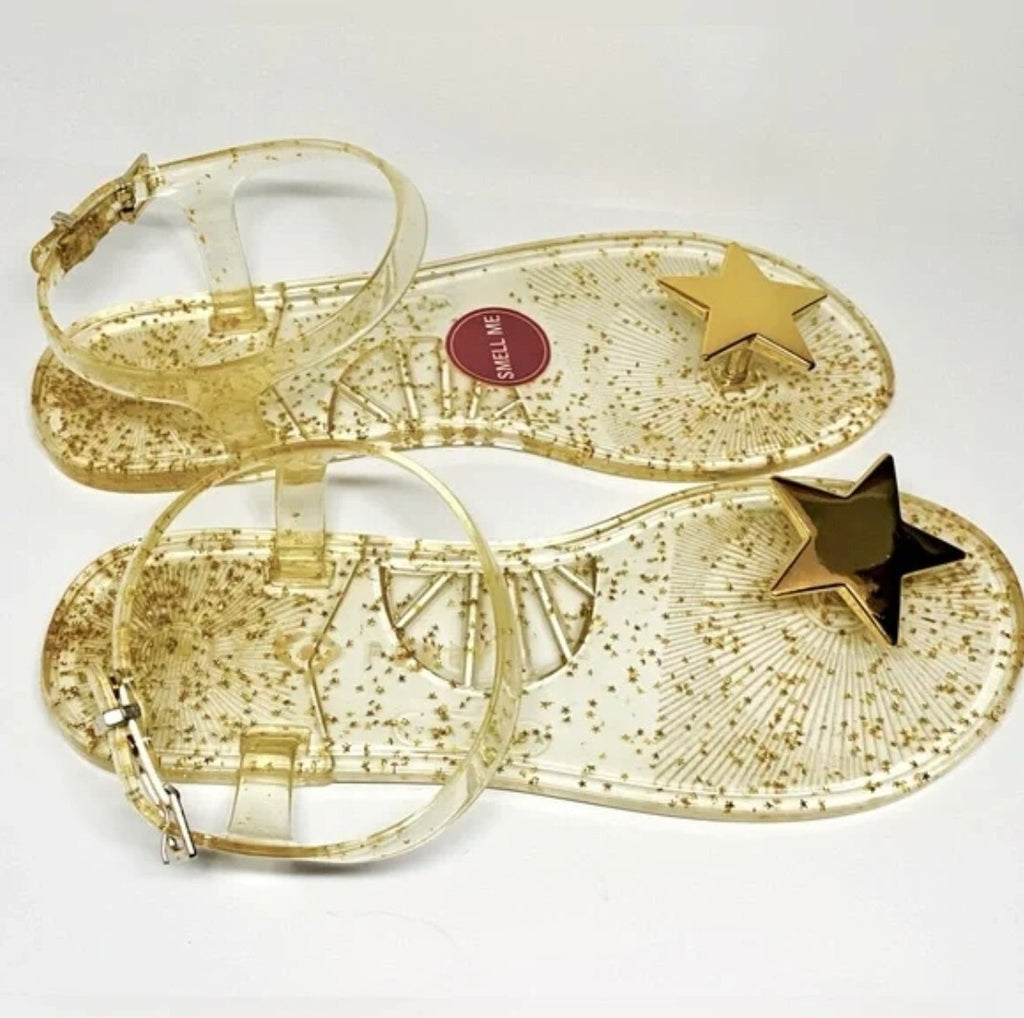 Katy Perry The Geli Gold Star Jelly Ankle Strap Sandals Thongs Women’s Size US 88