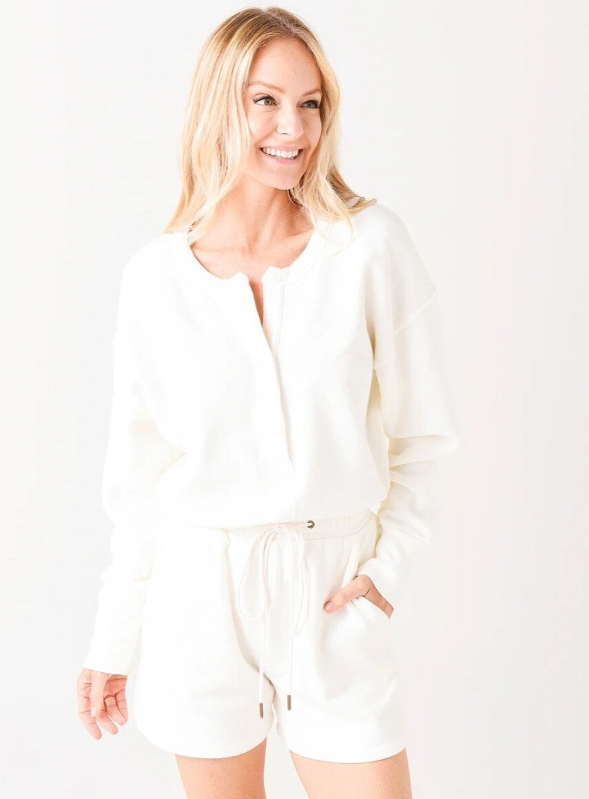 Citizens of Humanity Women's Cream LouLou 100% Cotton Fleece Jumpsuit Romper SM0