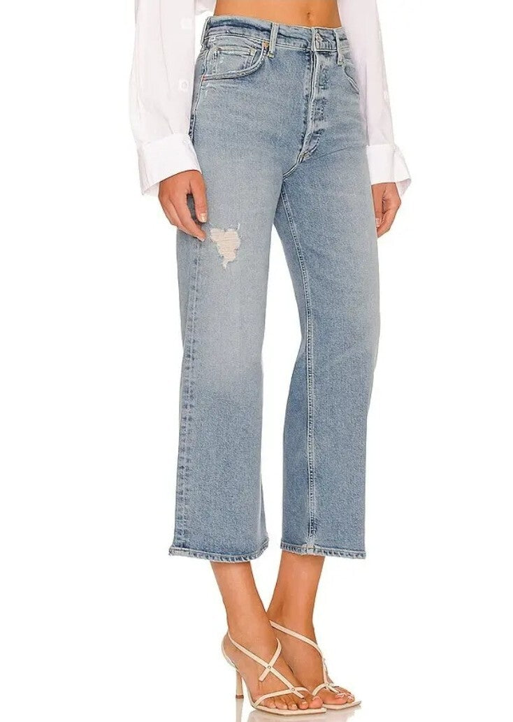 CITIZENS OF HUMANITY Sacha Cropped Wide Leg Jeans in Semi Topic 27 NWOT Sample1