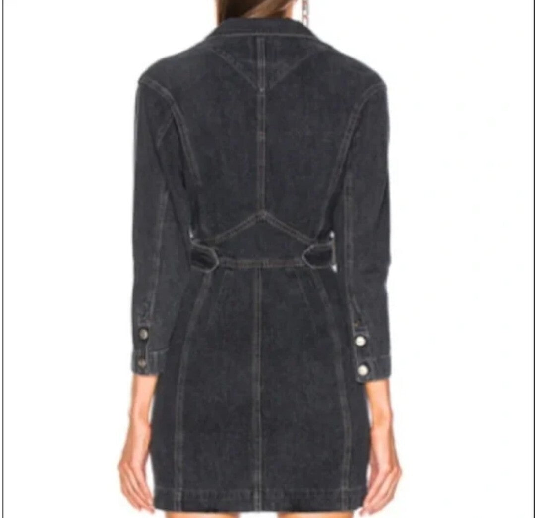 $595 Jean Atelier Gia Wrap Jean Dress in Stone Sz 0 NWOT 1