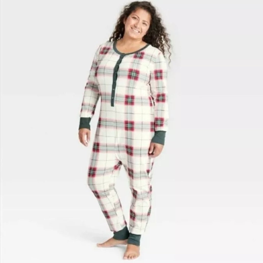 NEW Women's Long Sleeve Union Suit One Piece Pajamas Hearth & Hand Magnolia 2XL0