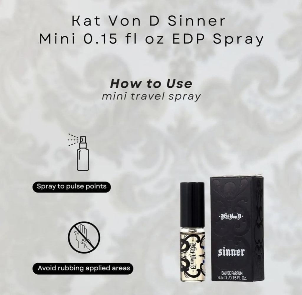 KAT VON D SINNER Perfume EAU DE PARFUM SPRAY KVD EDP Vegan Mini 4.5ml .15oz 5