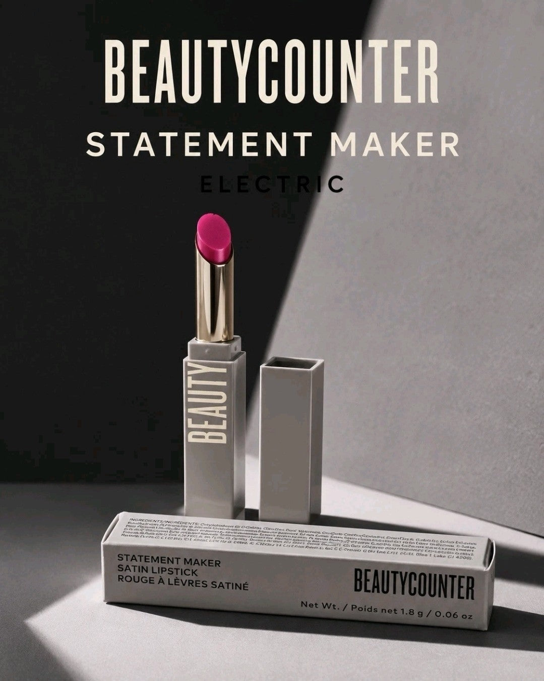 BEAUTYCOUNTER -Statement Maker- Satin Lipstick - Shade: Electric - 0.06 oz/1.8 g3