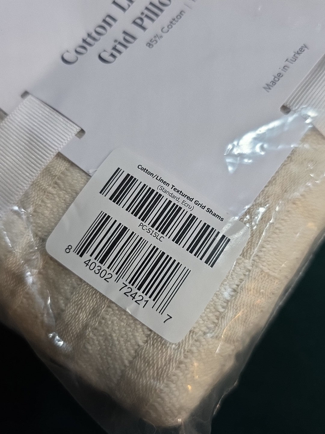 NWT Brooklinen Cotton/ Linen Textured Grid Cream Standard Pillow Shams Set Of 21