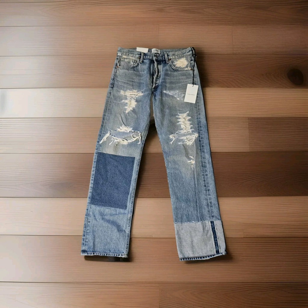 Citizens of Humanity Anais Patched Jeans High Rise Straight Distress Sz 27 4 COH0
