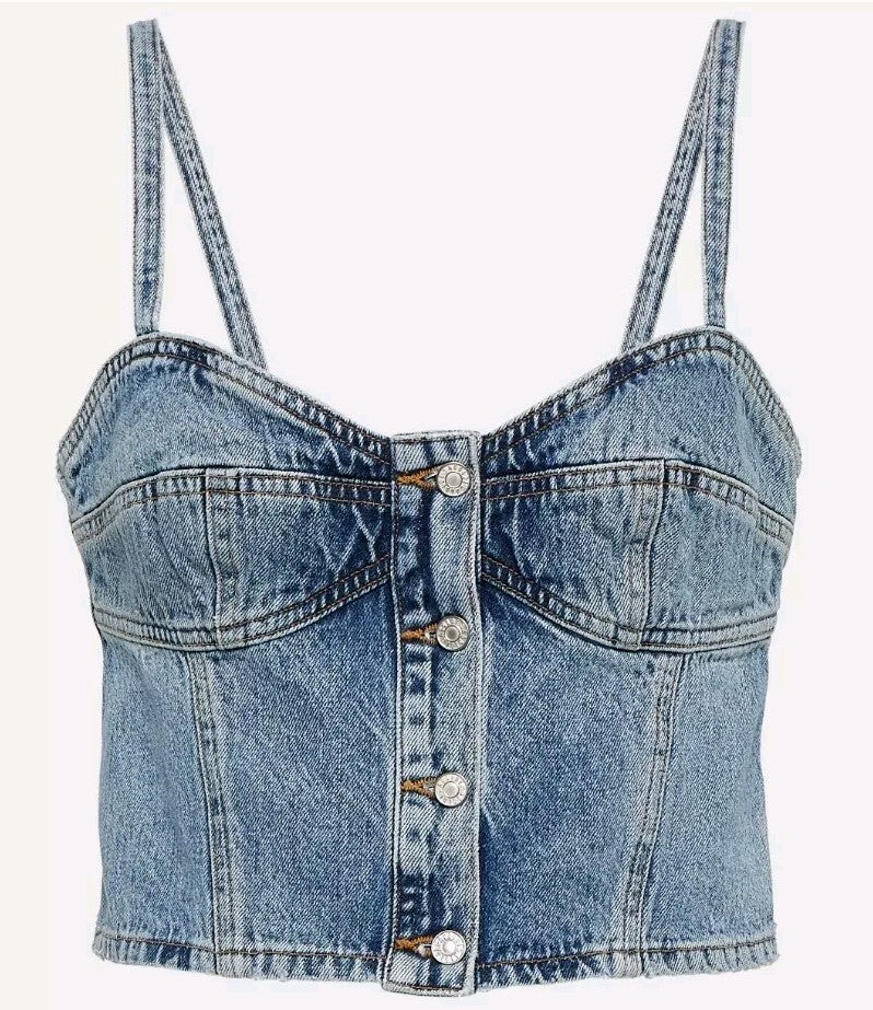 Agolde Lola Denim Crop TOP Women's In TEMOR BUSTIER Size Small SM0