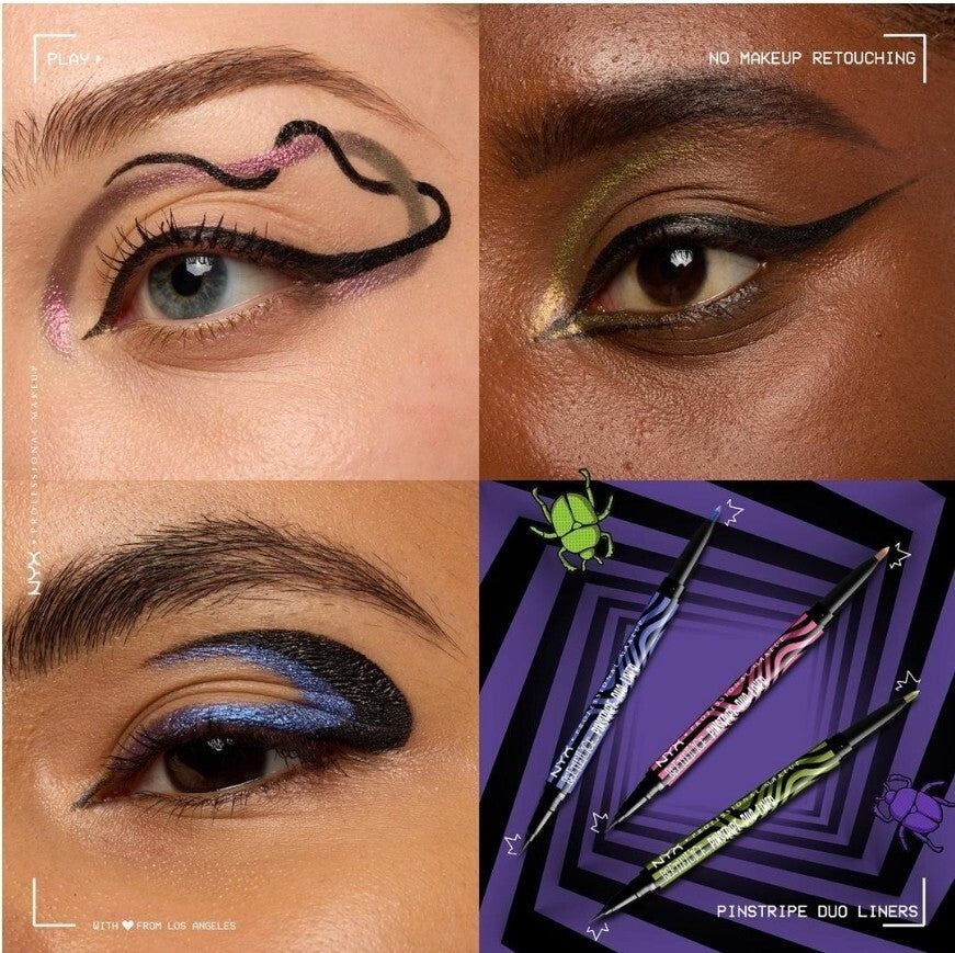 NYX BEETLEJUICE BEETLEJUICE PINSTRIPE DUO GEL LINER Black & Green Chrome  2