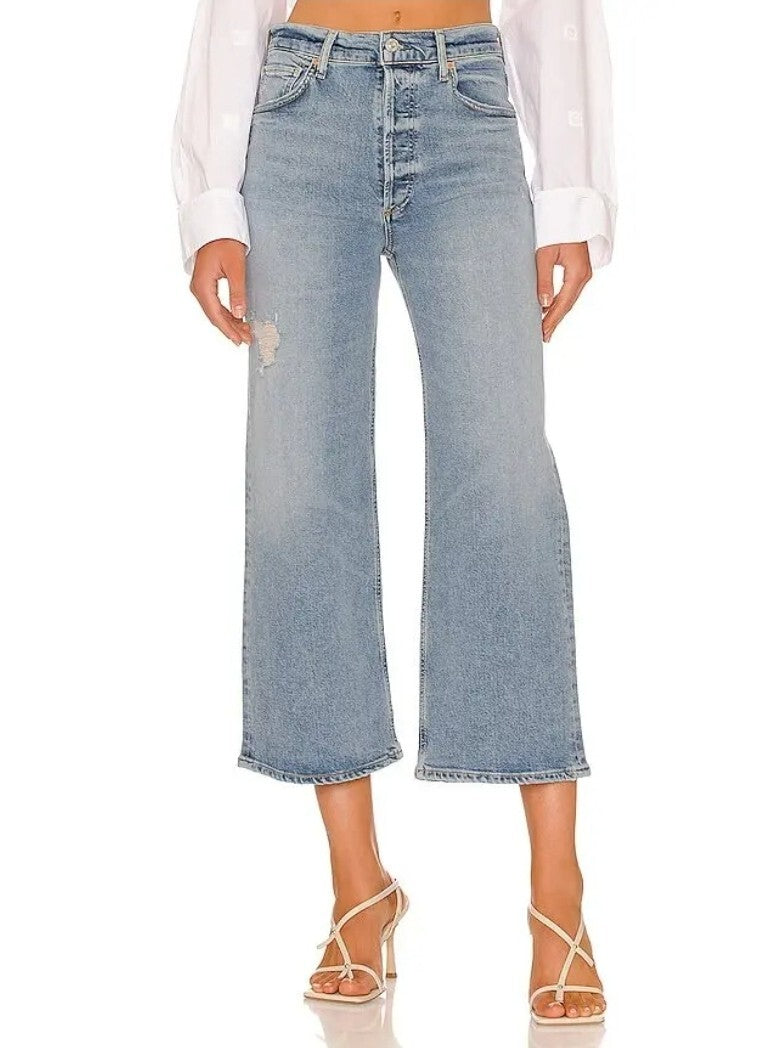 CITIZENS OF HUMANITY Sacha Cropped Wide Leg Jeans in Semi Topic 27 NWOT Sample0