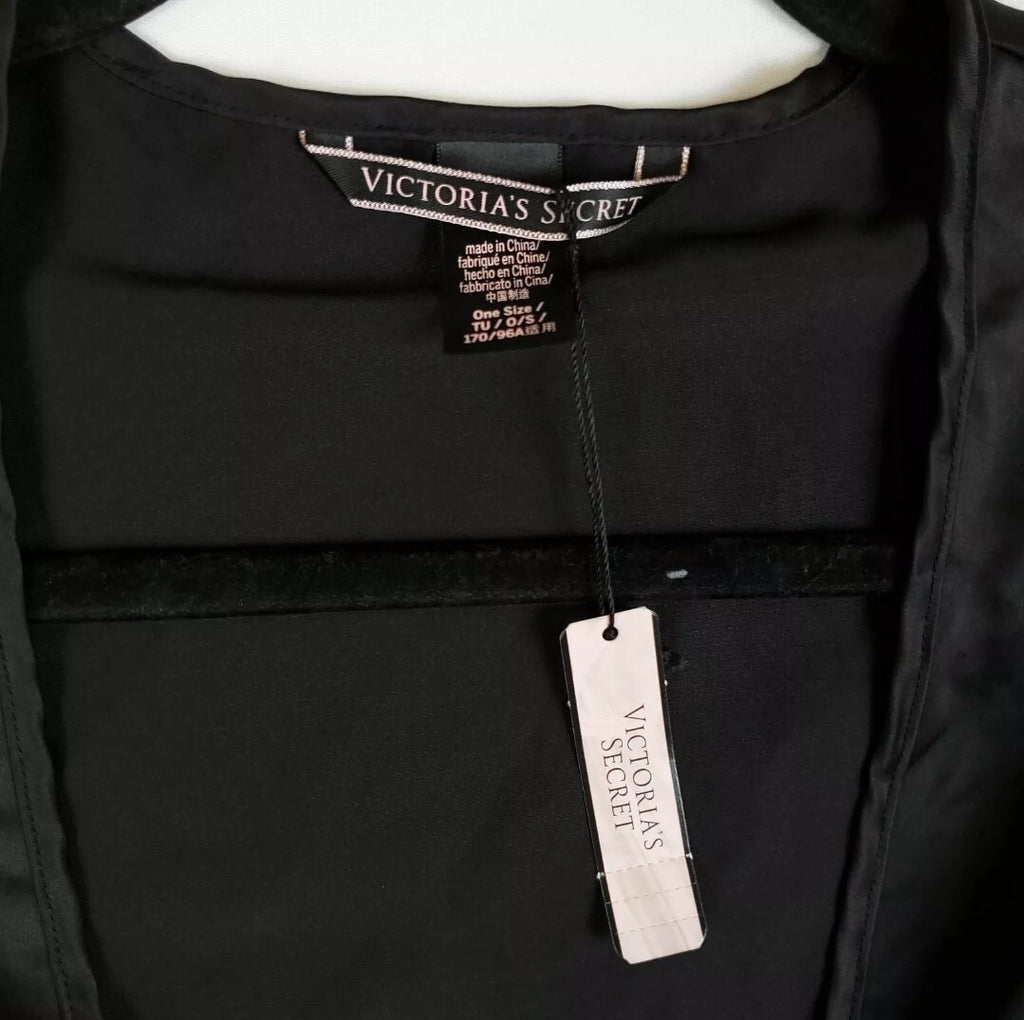 Victorias Secret Robe Kimono Wrap One Size Black Ruffle Sleeve NWT1