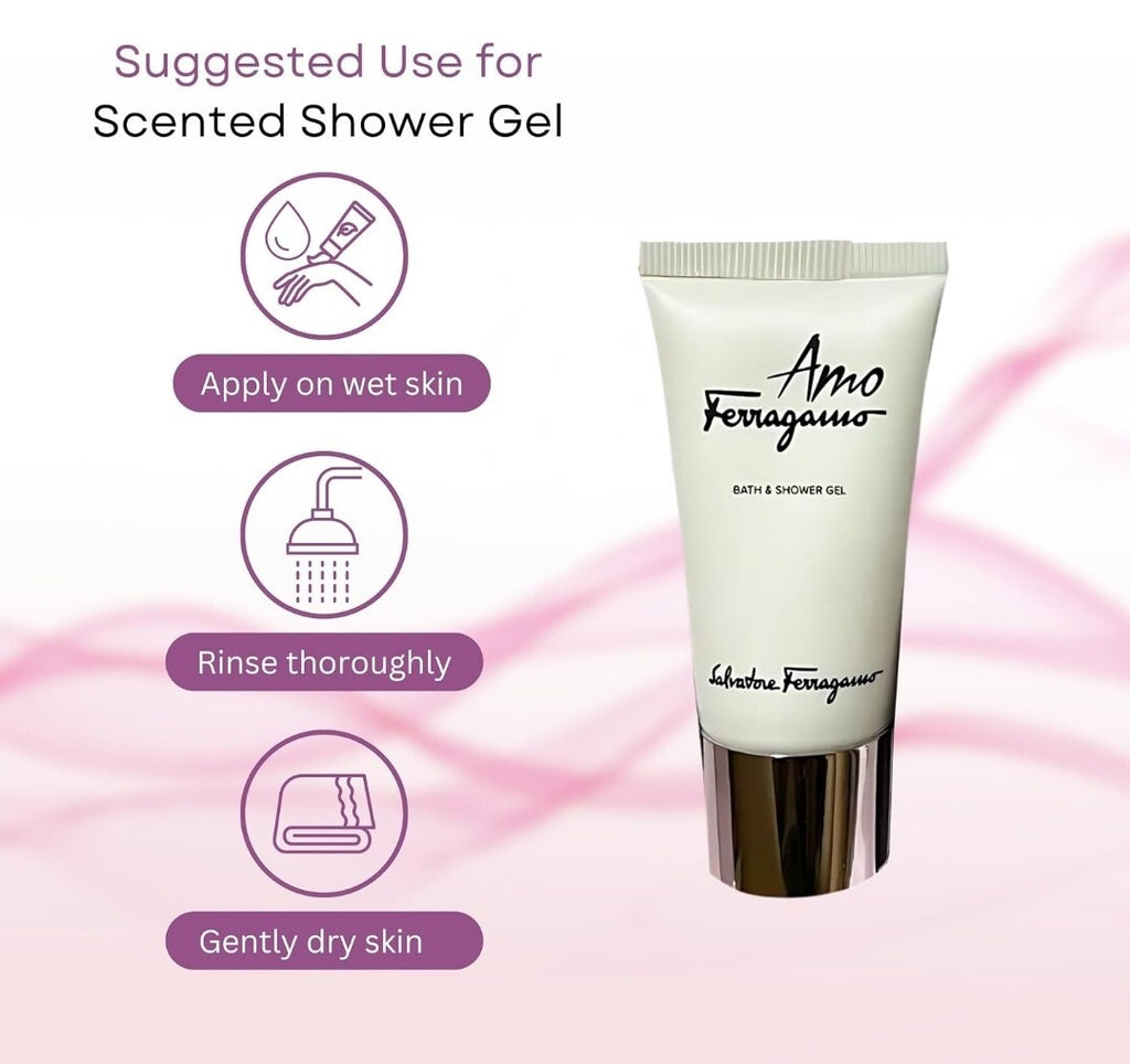 AMO By Salvatore Ferragamo Gift Set 5ml EDP Spray 30ml Body Lotion & Shower Gel 4