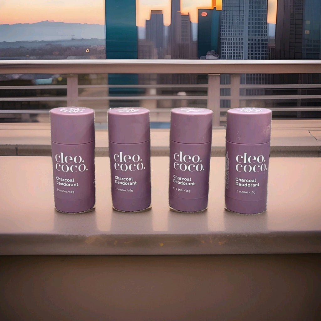 Cleo+Coco Charcoal Deodorant Travel Size Lot of 4 Aluminum Free Vegan Natural TS0