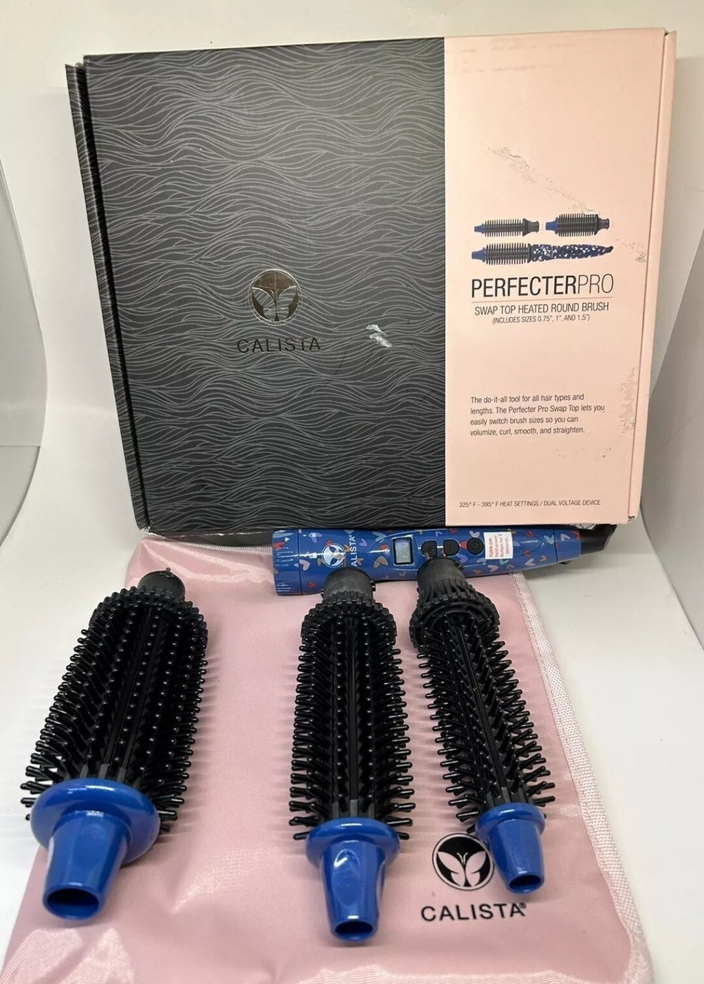 Calista Perfecter Pro Swap Top Heated Round Brush .75" 1" 1.5" Sweet Heart Blue2