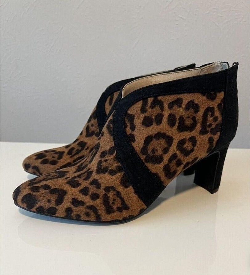 LifeStride Soft System Glamour Leopard Heel Ankle Boot Size 6 Women's New 0
