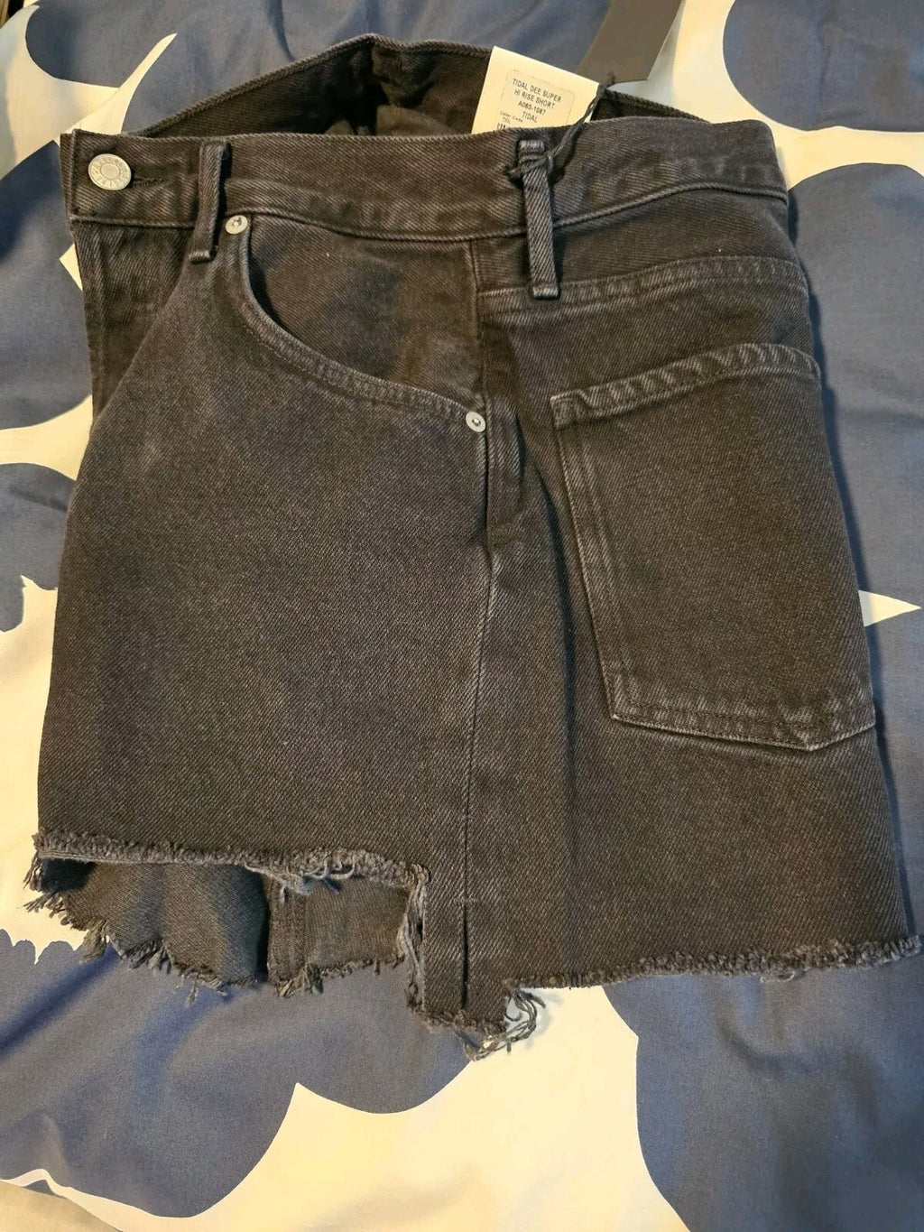 NWT Agolde Aritzia Dee Super High Rise Shorts In Tidal Size 26 Blk Cut Off 3