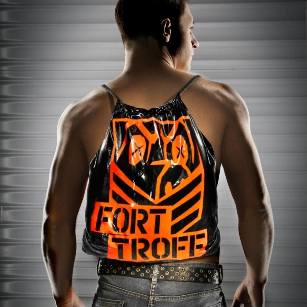 Fort Troff Drawstring Backpack Black Orange X Logo Gym Travel Sport Bag FT Blast0