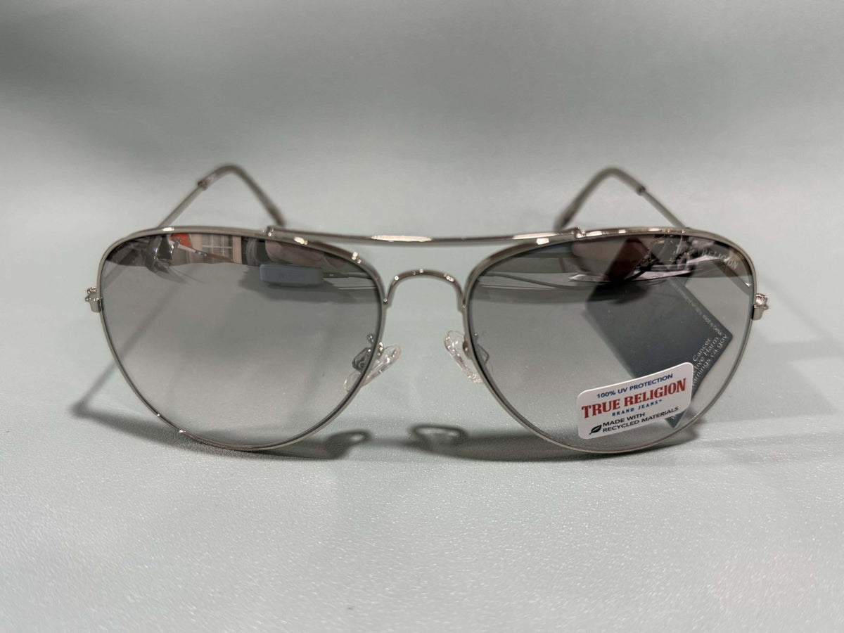 New Original TRUE RELIGION Sunglasses Tinted / Silver Aviator Horseshoe TR10570C0